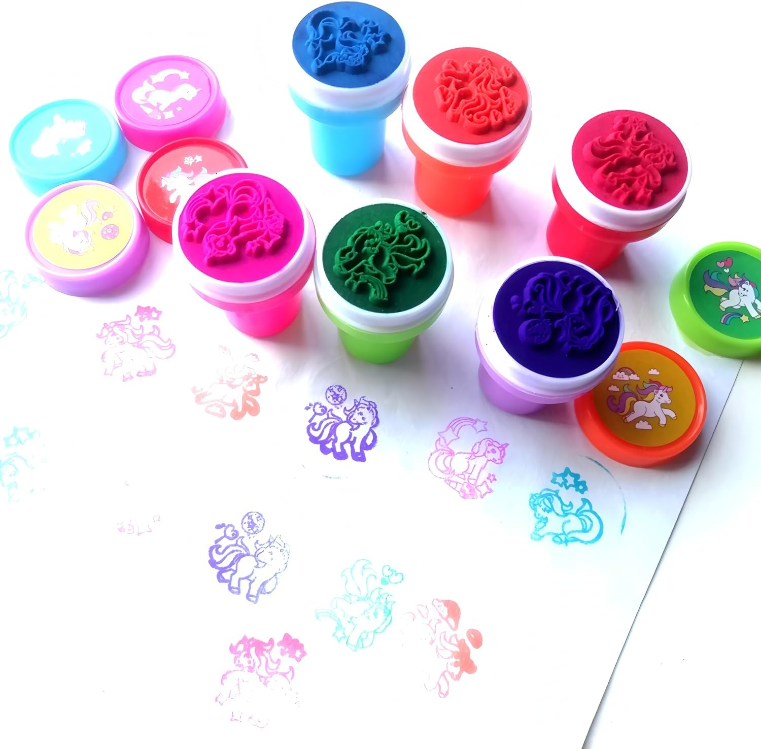 12 Pcs Animals Unicorn Stamps Signet Animals Themed Self-Inking Stampers Birthday Party Favors Supplies Washable Stampers Crafts Party Favor School Prizes image number 4