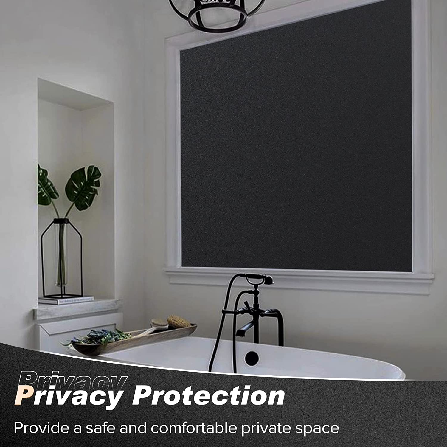 Rabbitgoo Blackout Window Film Privacy Window Cling Dark Window Tinting Film Non-Adhesive Window Sticker Light Blocking (Matte Black, 44.5 X 200 Cm) image number 4