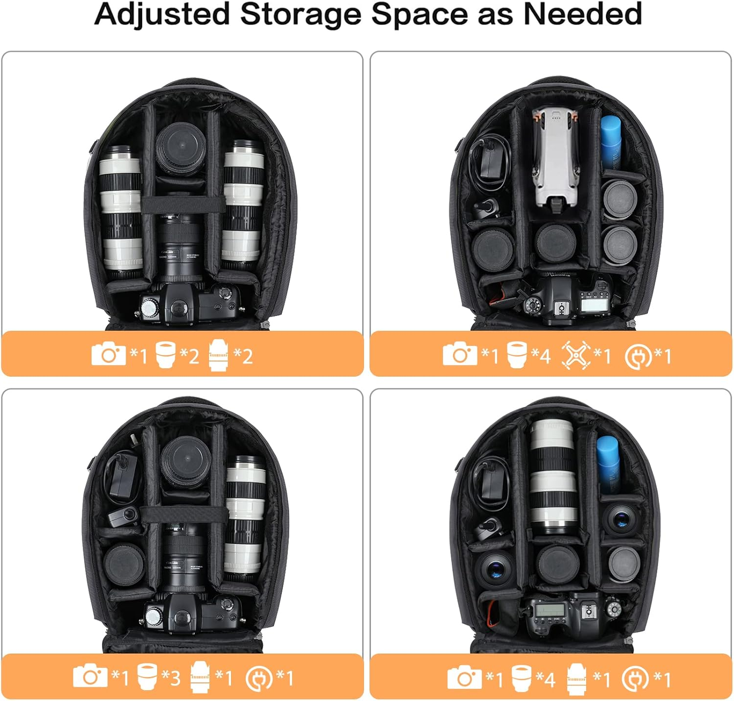 MOSISO Camera Backpack, Dslr/Slr/Mirrorless Photography Camera Case Buffer Padded Shockproof Bag with Customized Modular Inserts&Tripod Holder Compatible with Canon,Nikon,Sony Etc, Gray image number 2