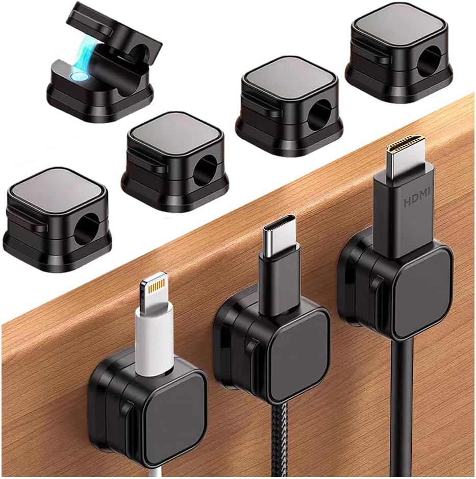 8 Pcs Magnetic Cable Clips Adhesive Cord Management Holder, Charger Cable Tidy Holder Storage Clip, Wire Desk Organizer for Phone, Home Office Kitchen image number 5