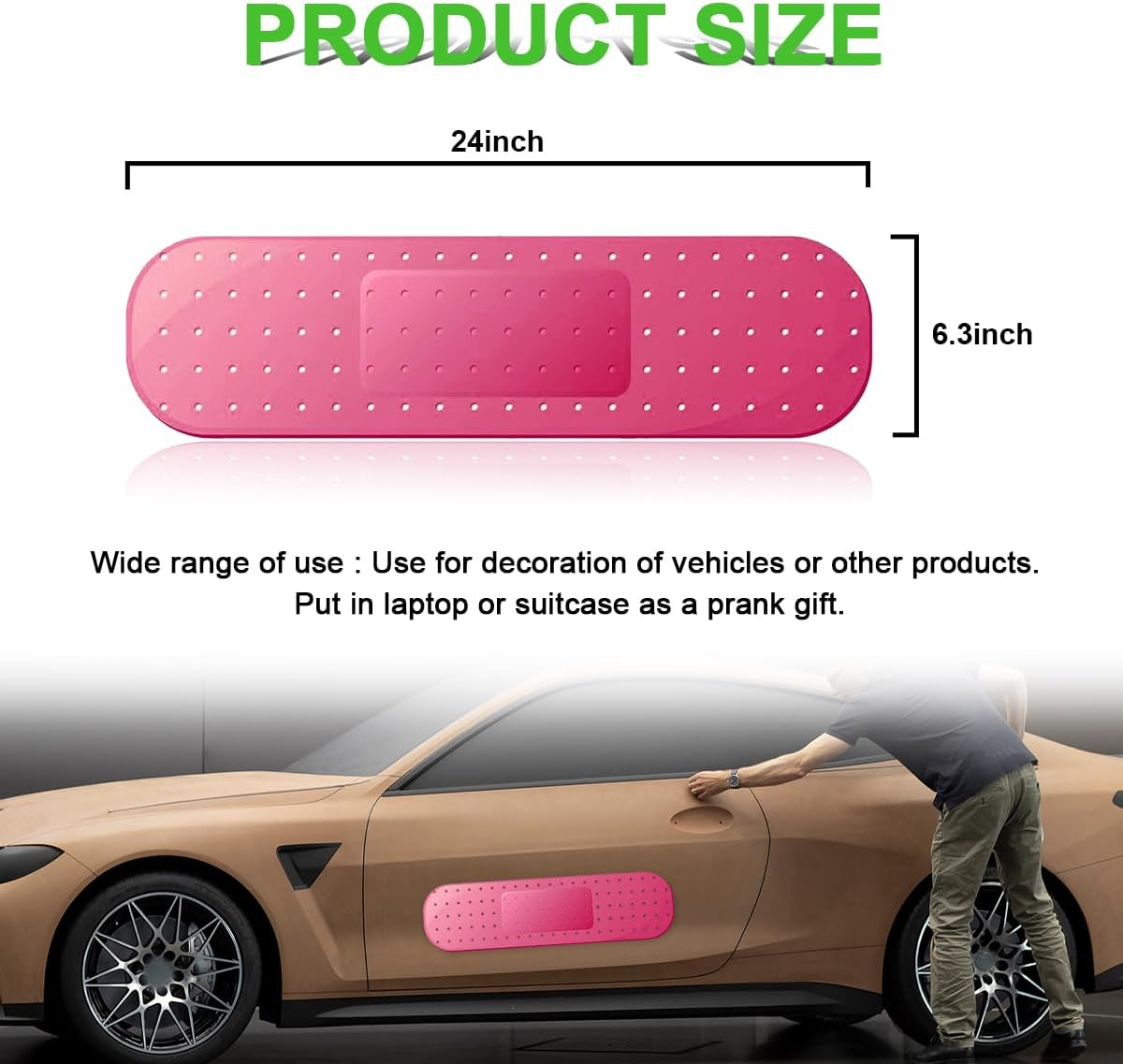 Large Bandage Vinyl Decal for Car, Funny Bandaid Stickers for Cars, Dent and Scratch Cover Sticker, Giant Car Bumper Sticker for Truck SUV Boat Window, Car Accessories (Red) - Blue image number 5