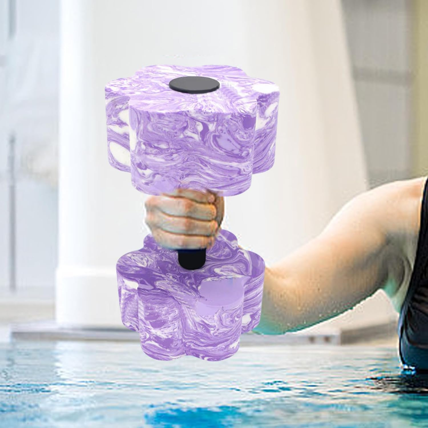 Flower Shaped Exercise & Fitness Dumb Bells, EVA Foam Dumbbell Set, Aqua Aerobics Weights, Water Exercise Tools, Portable Workouts Equipment for Men Women - Blue And White image number 3