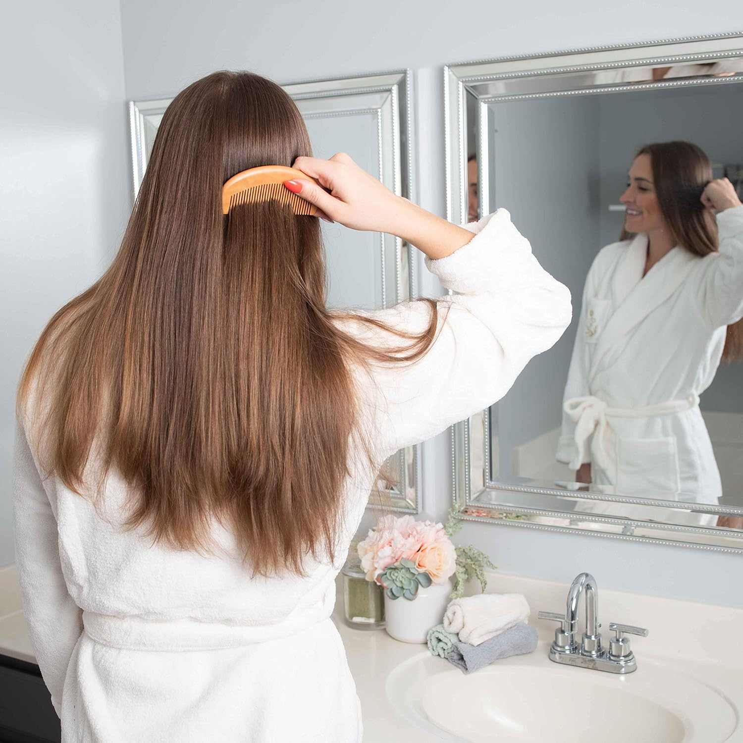 Grannaturals Wooden Comb for Detangling & Styling Wet or Dry Hair - Small Pocket Sized Fine Tooth Natural Wood for Curly, Thin, Thick, Wavy, or Straight Hair - Women'S Birthing & Labor