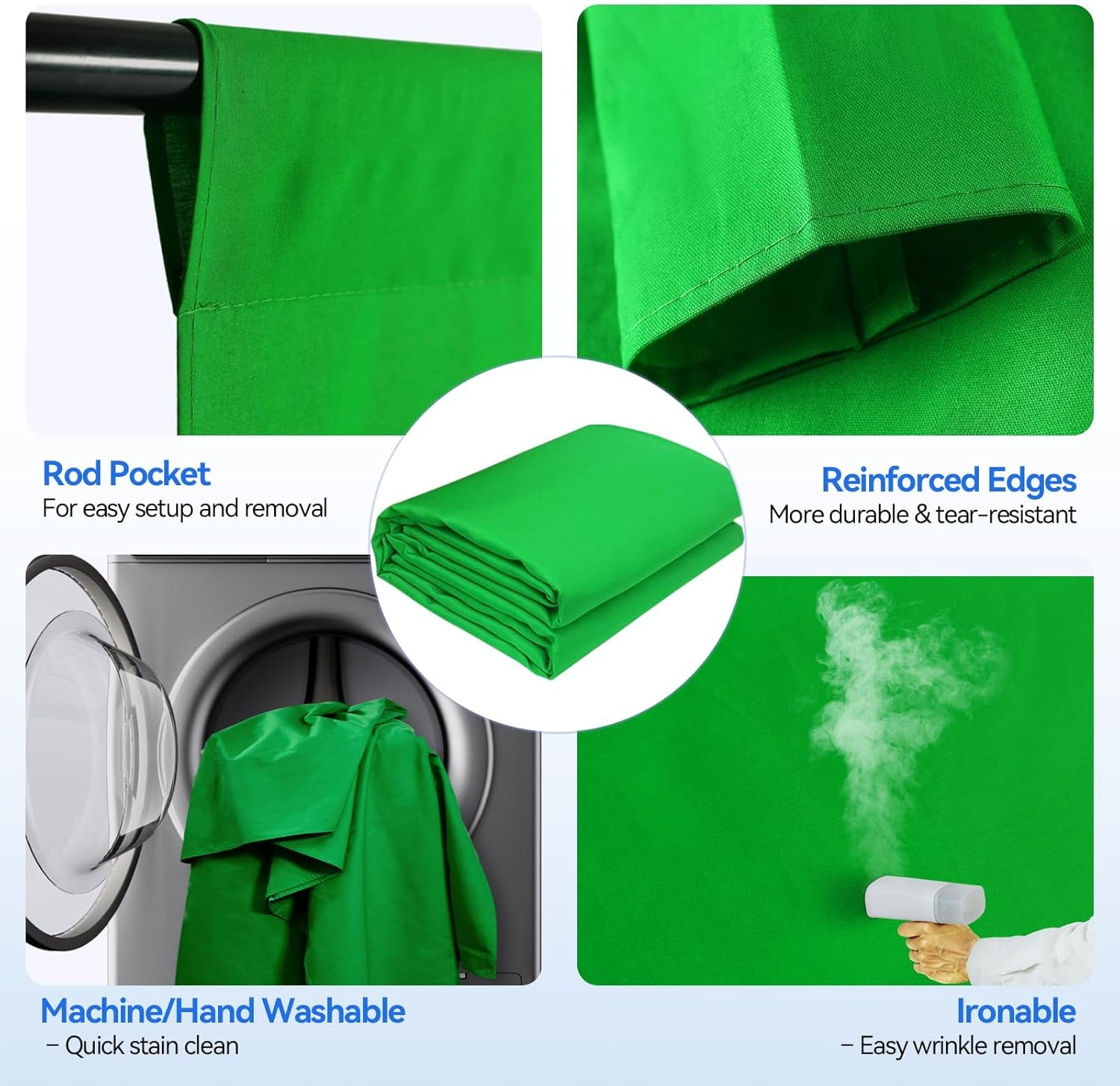 EMART Green Screen Background with Stand, Adjustable 7X10Ft Backdrop Frame with 6X9Ft Greenscreen, Photography Support System Kit for Photo Video Studio, Portrait, Photoshoot, Parties, Wedding image number 7