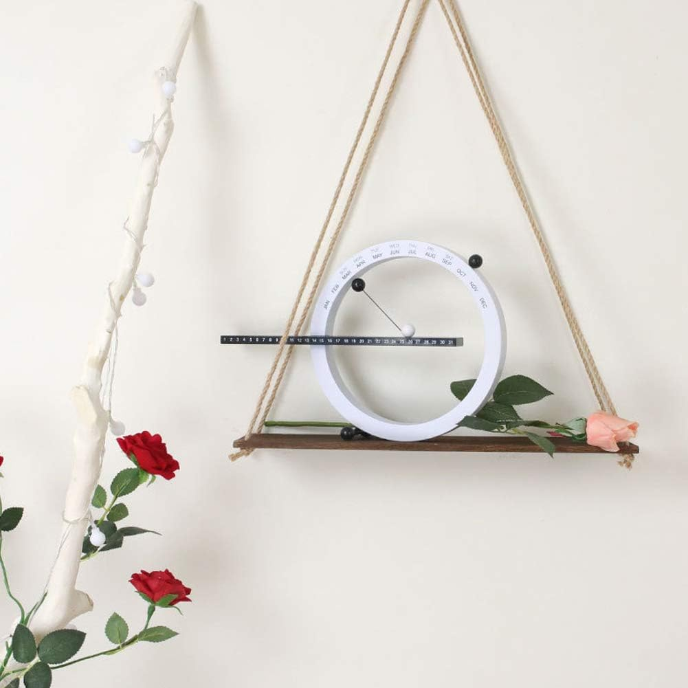 Sling Rope Hanging Plant Flower Pot Shelves Wooden Wall Mounted Storage Rack for Home Decor for Indoor Outdoor Use - Retro Color image number 5