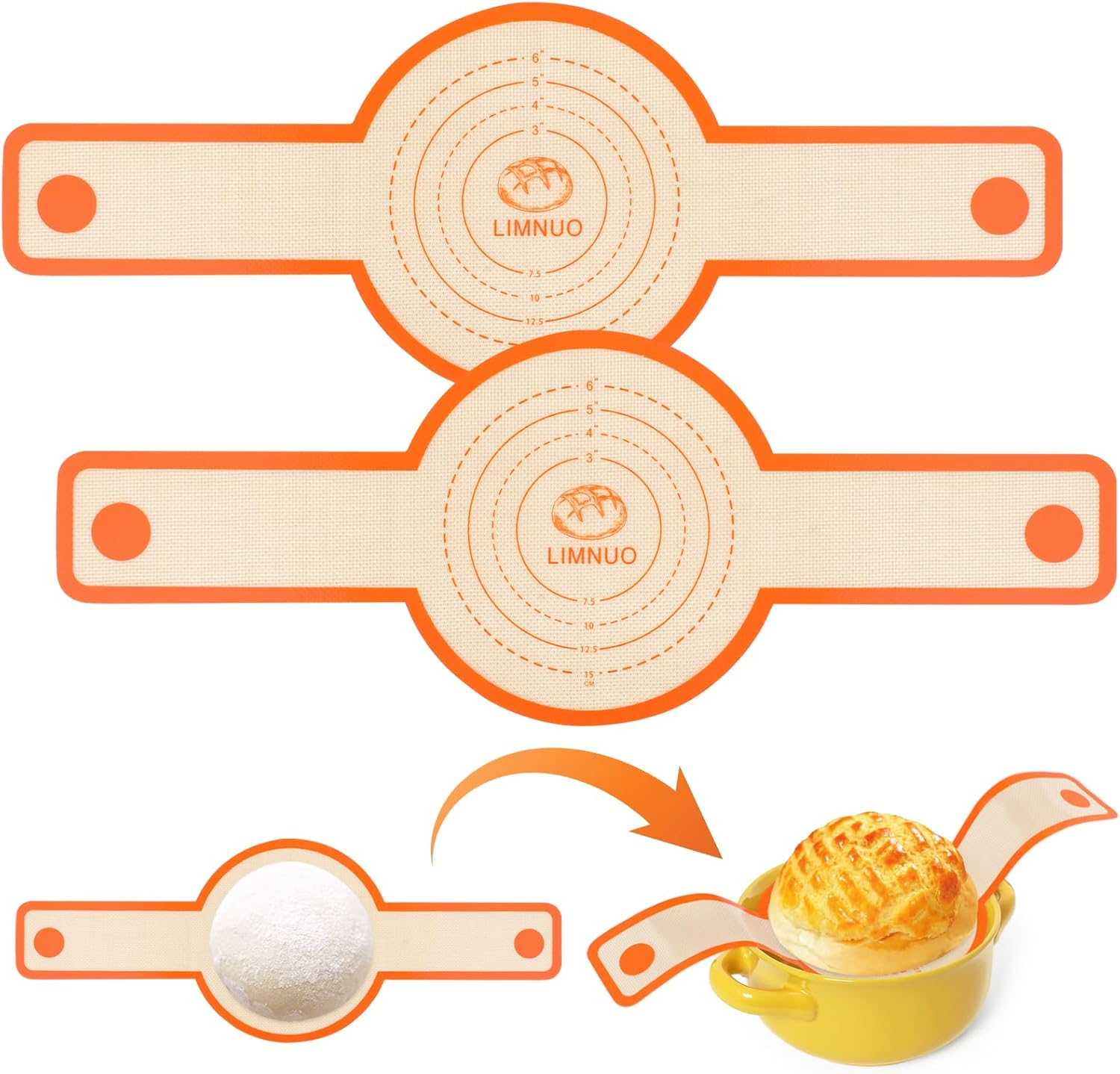 Silicone Bread Sling - Features a Long Handle Design, round Shape, Non-Stick & Durable,And Reusable Baking Bread Mat, Suitable for Dutch Ovens, Easy to Move (Grey)