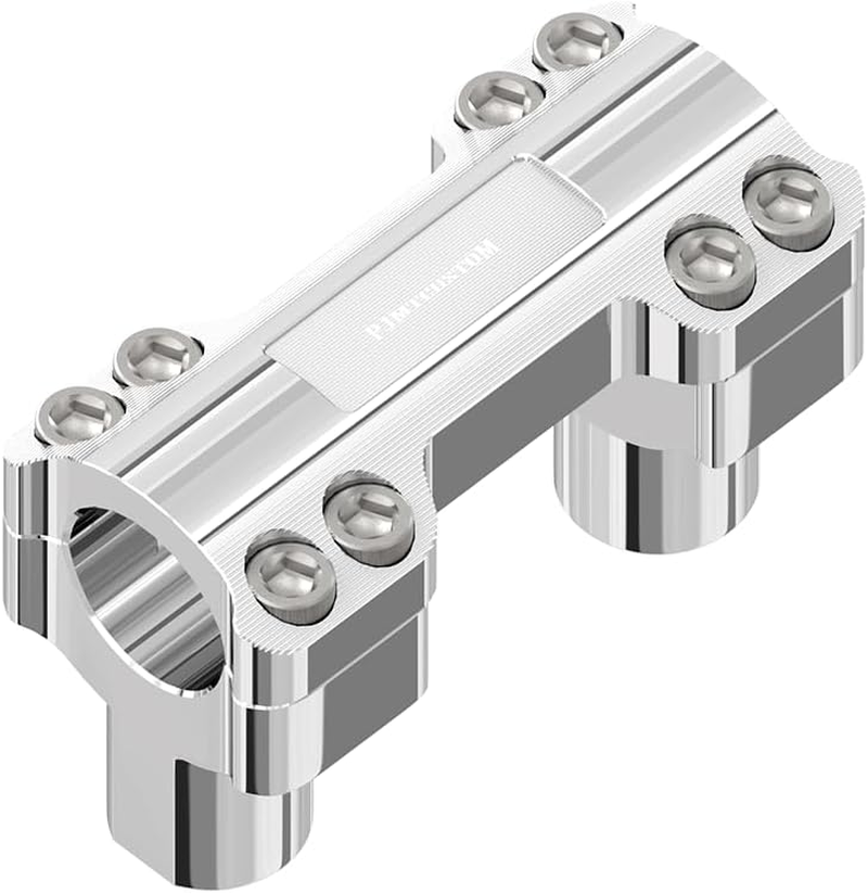 Chrome 1 1/4 Handlebar Risers with Clamping Cover Fits for Harley Davidson Softail Dyna FLS FXD Road King Tourings with 1.25" Knurl Center (Chrome) image number 3