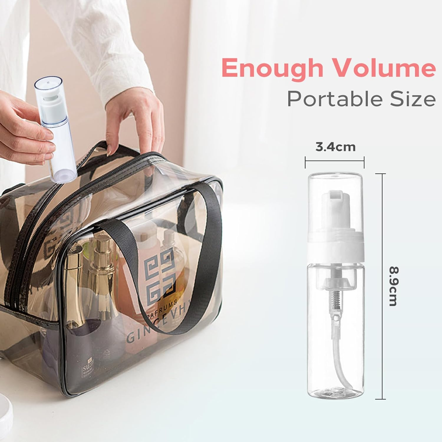 Foam Pump Bottle - SOTICA 2PCS 7OZ Foam Bottle Dispenser Transparent Foaming Soap Dispenser Empty Travel Pump Bottle for Refillable Cosmetic Pump Dispensers image number 2