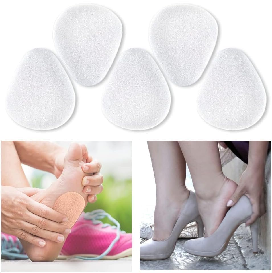 Foot Cushion Forefoot Support Pads Shoe Pads Foot Pads,12Pcs Felt Metatarsal Pads Metatarsal Foot Pads,Metatarsal Felt Feet Pads Insert Pads Foot Cushion Forefoot Support Adhesive Foam Foot Pads (White) image number 2