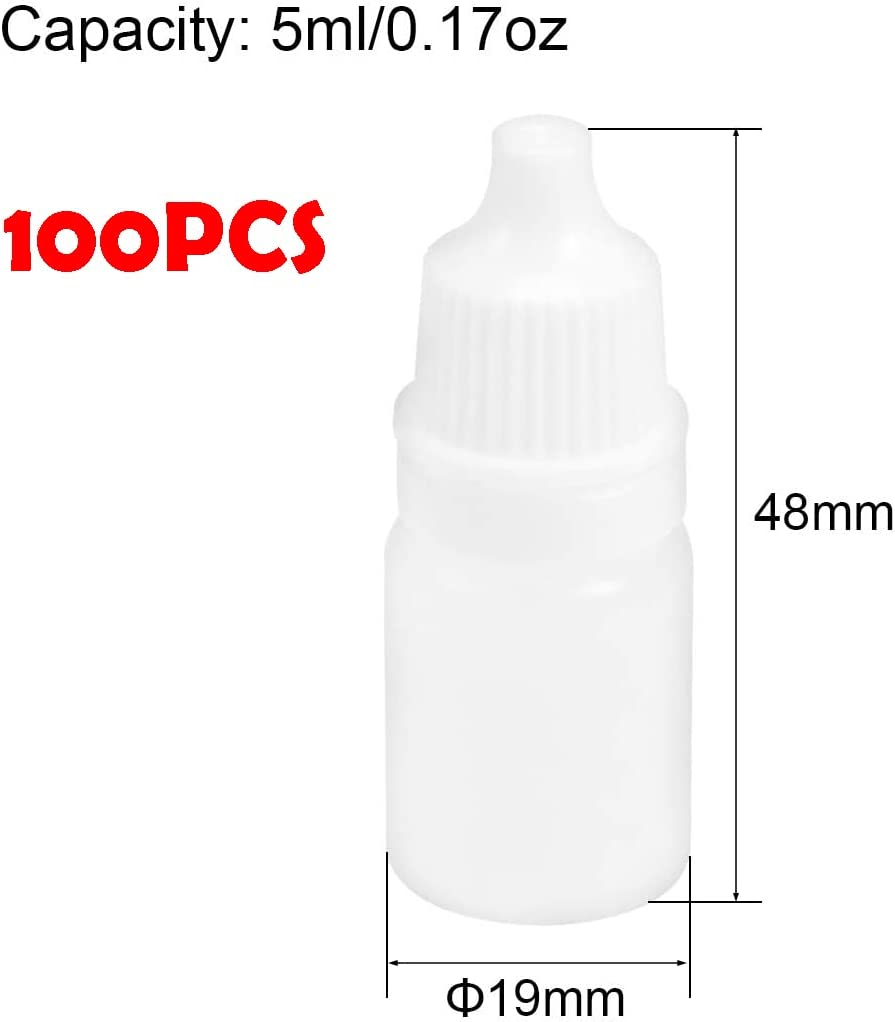 100 PCS White 5Ml Empty Plastic Squeezable Dropper Bottles, Clear Eye Liquid Dropper with Caps, Lab Sample Refillable Containers with Childproof Caps, Essential Oil Squeeze Bottles (5ML/100PCS) image number 5