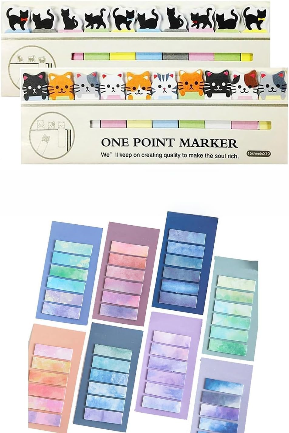 YJSPARKK Sticky Index Tabs Page Markers,8 Pack Gradient Writable and Repositionable Book Flags Markers Label Stickers Index Tabs Notes for Page Marking Classify File（Random） image number 5
