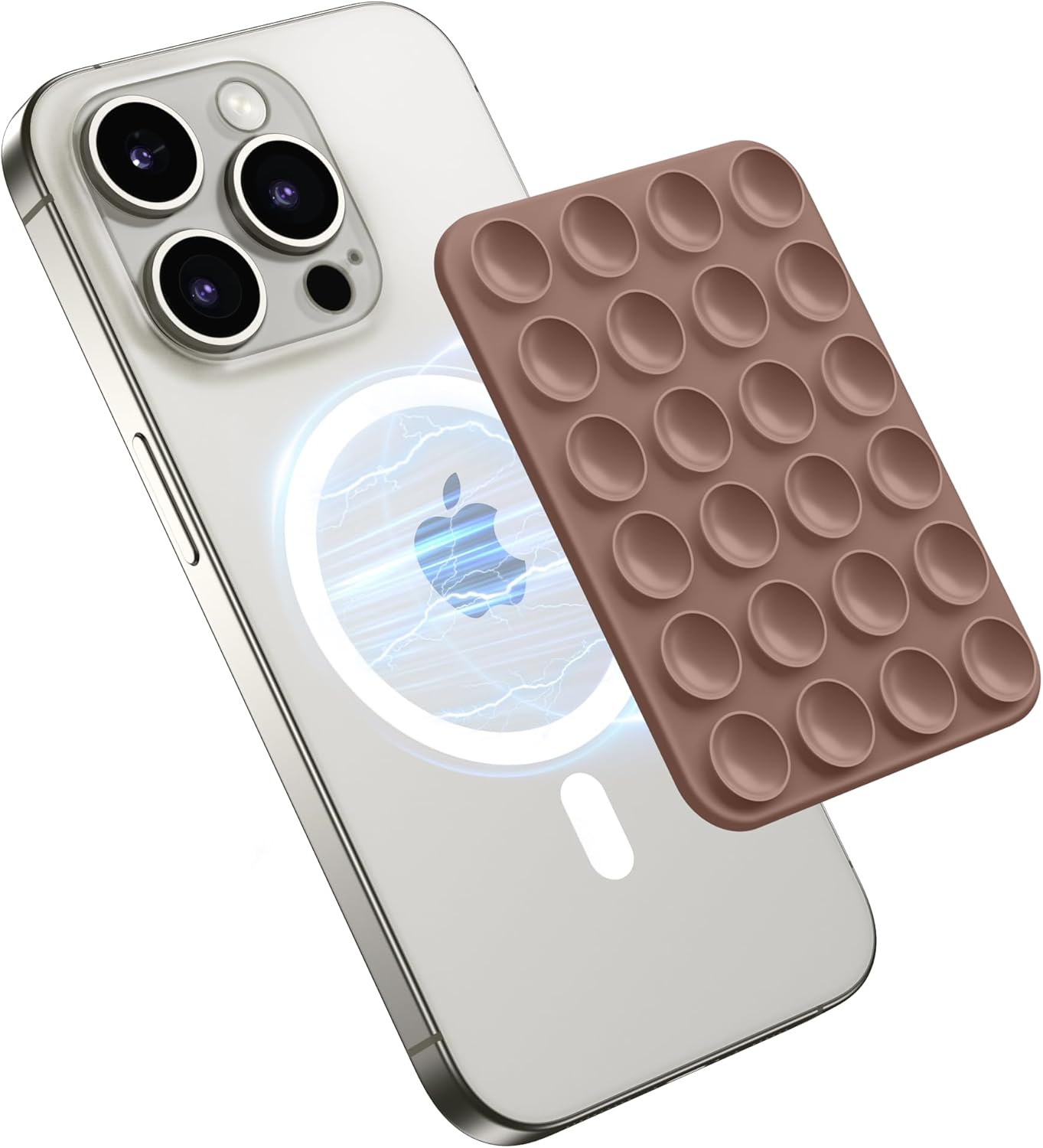 GONEZ Magnetic Suction Cup Phone Mount for Magsafe Case, Removable Silicone Sticky Grip for Iphone 12/13/14/15/16, Hands-Free Selfies and Videos for Tiktok & Instagram Influencer/Creator, Pastel Pink