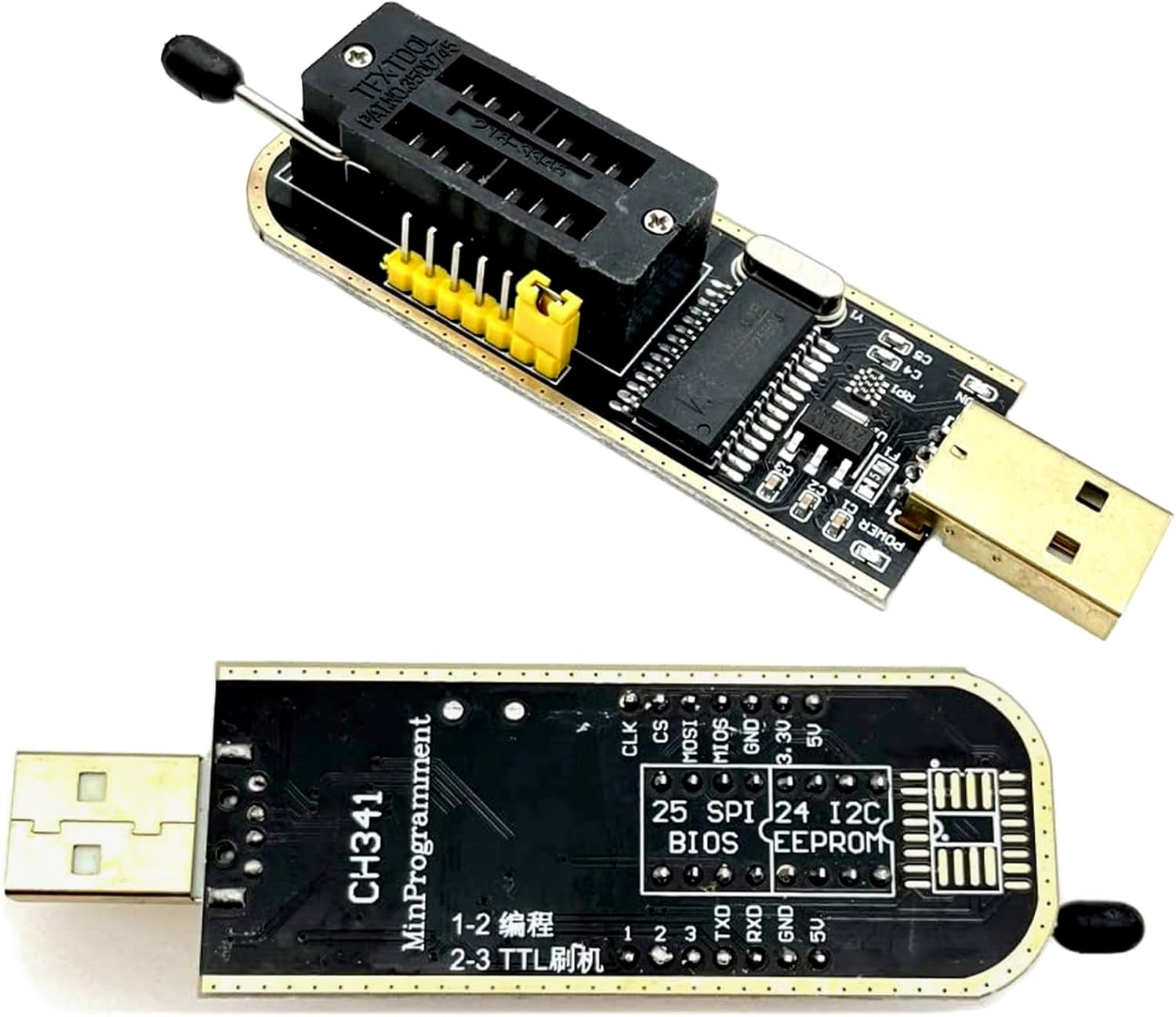 Double Clip+ USB SOIC8 SOP8 Flash Chip IC Test Clips Socket Adpter Programmer BIOS + CH341A 24 25 Series for EEPROM Flash BIOS USB Programmer Module image number 1