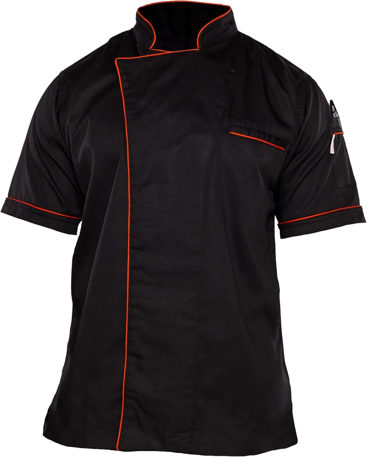 Ace Chef Apparels Stylish Gazi Chef Jacket with Coolvent, Black with Orange Trim, 3X-Large image number 4