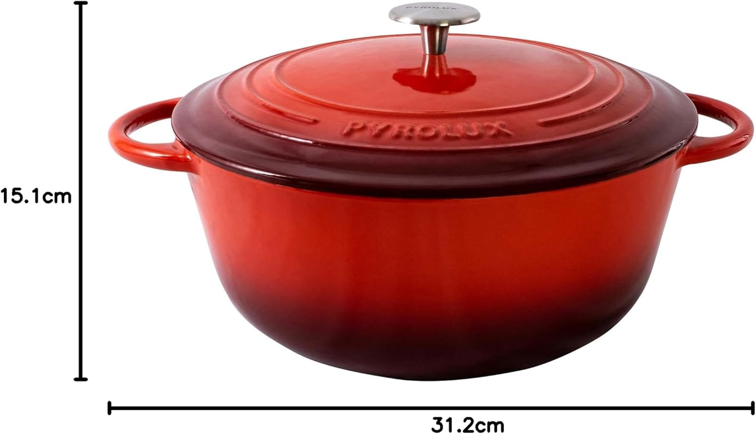 Pyrolux Pyrochef Cast Iron Casserole/French Oven 28 Cm/6 Litre, Chilli Red image number 6