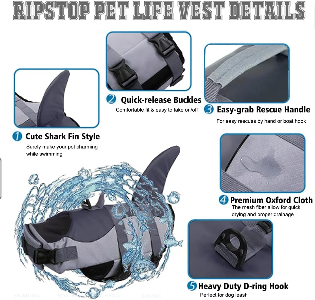 Dog Life Vest, Life Vest for Small, Medium and Large Dogs with Handle and Reflective, with Good Buoyancy, for Pool, Beach and Boat, Orange S image number 4