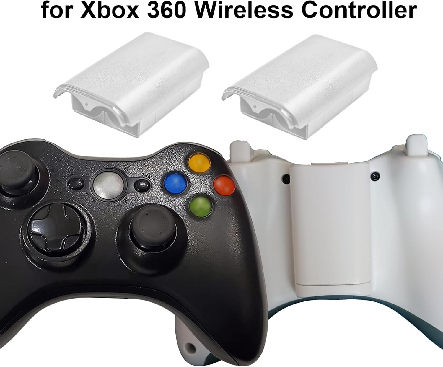 2 Pack Battery Cover Case for Xbox 360 Wireless Controller,Replacement Battery Pack Shell Compatible with Xbox 360 - White - White image number 3
