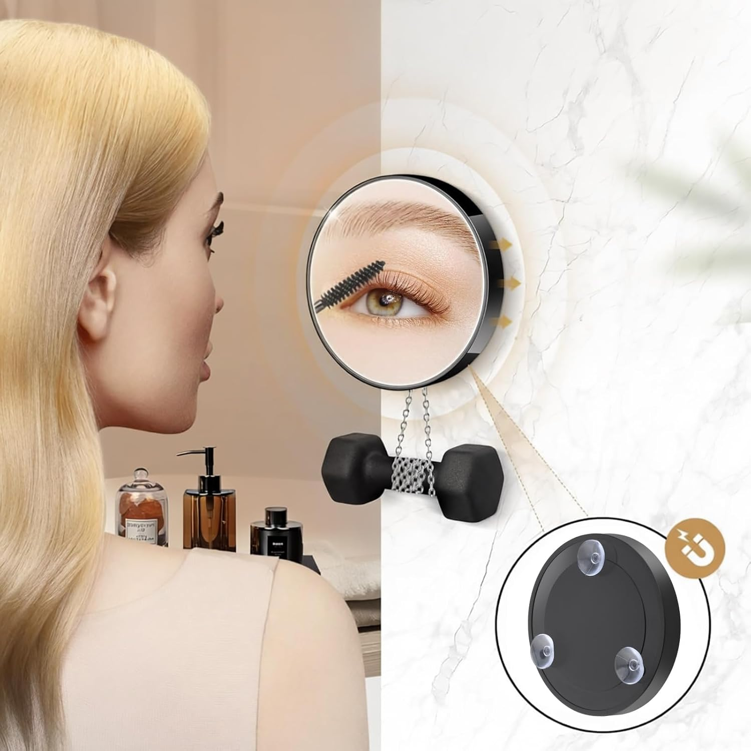 Magnifying Mirror Set, 20X&30X&40X Suction Cup Makeup Mirror, 2 Tweezers. 4.5 Inch Compact Mirror for Travel, Bathroom, Home, Gifts for Women