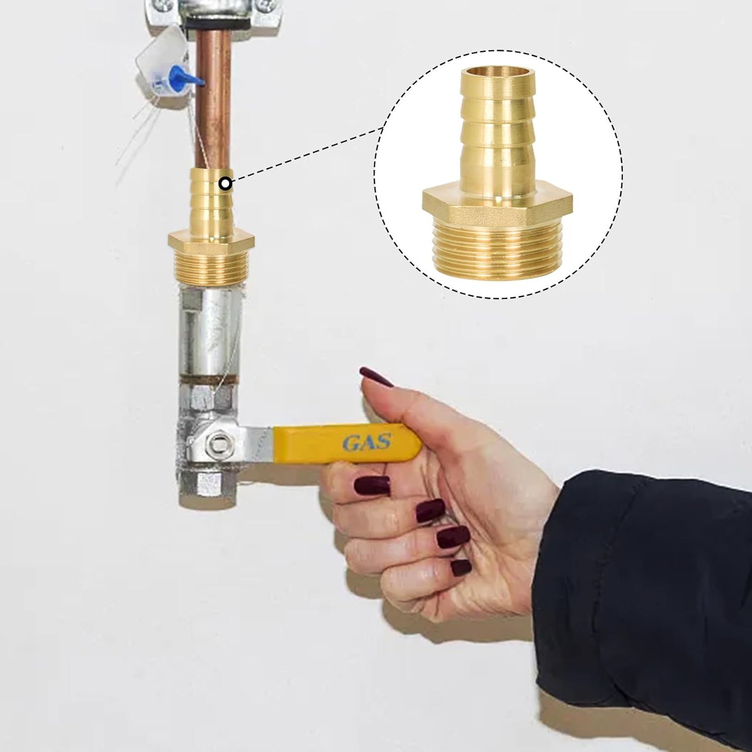 Hose Barb Connector, 1 Inch Male Threaded Tap Connector for Hose Pipe, 19Mm Barbed X G1 Brass Hose Fitting, Connector for Hose Water Pipe Gas Pipe image number 5