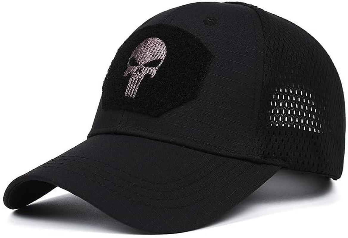 Skull Mesh Baseball Cap Men Tactical Operator Caps Fitted Outdoor Breath Hats