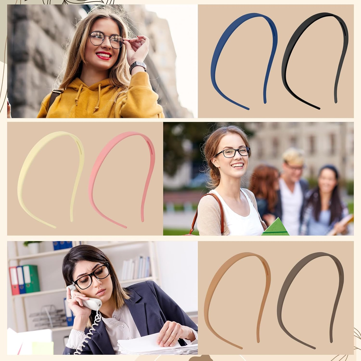 Dusaniyali Pack of 6 Zigzag Headbands, Women'S Headbands, Thin Matte Finish, Non-Slip Hair Band, Zigzag Elegant Headband, Girls, Women, for People Who Wear Glasses, Sunglasses, Everyday Life image number 2