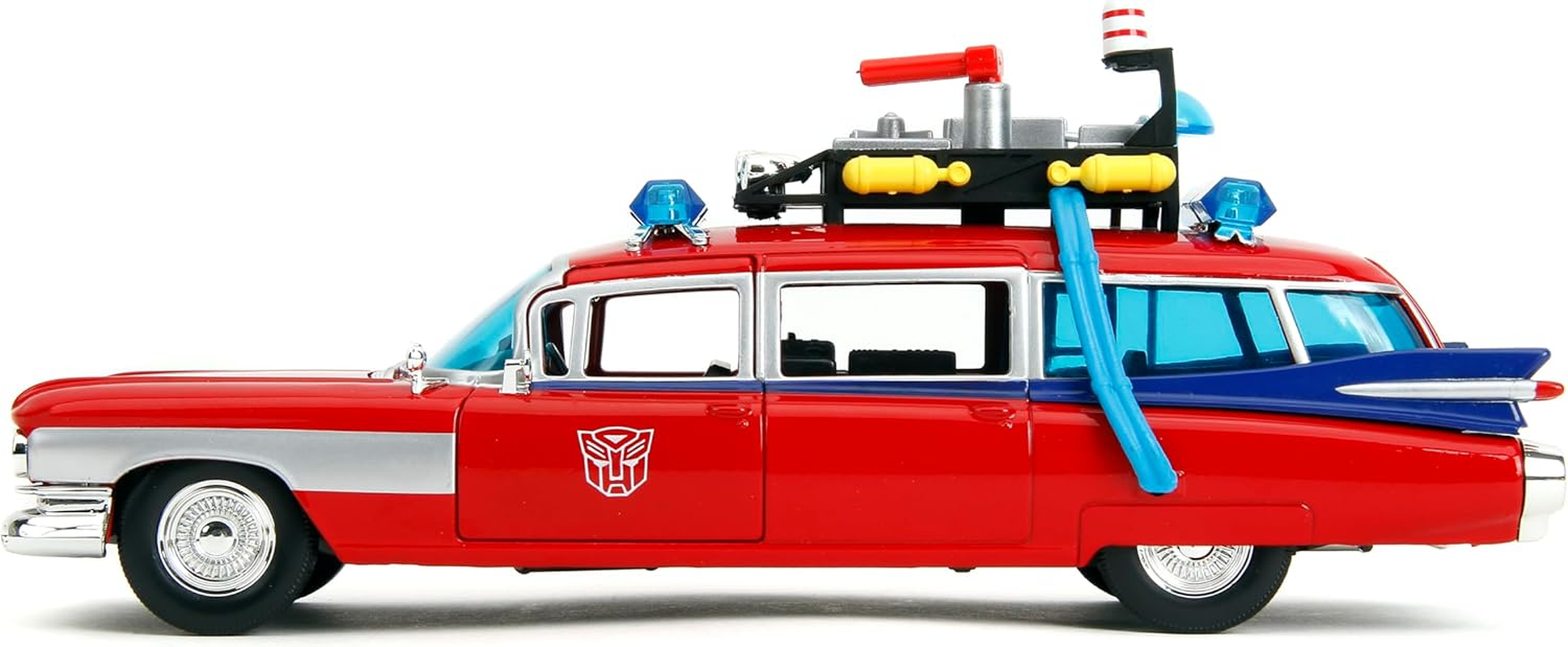Jada Toys 1:24 Scale Hollywood Rides Ghostbusters ECTO-1 + Optimus Prime Mash-Up Diecast Vehicle