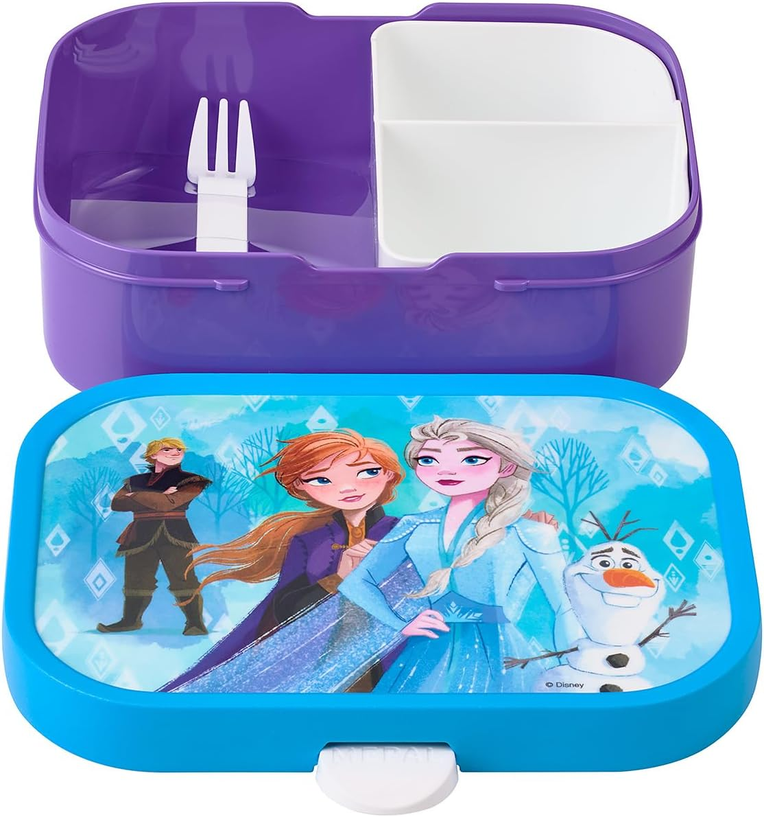 Mepal - Lunch Box Campus - Bento Lunch Box for Children - Lunch Box with Bento Compartment & Fork - Lunch Box with Clip Closure - Bpa-Free & Dishwasher Safe - 750 Ml - Frozen 2