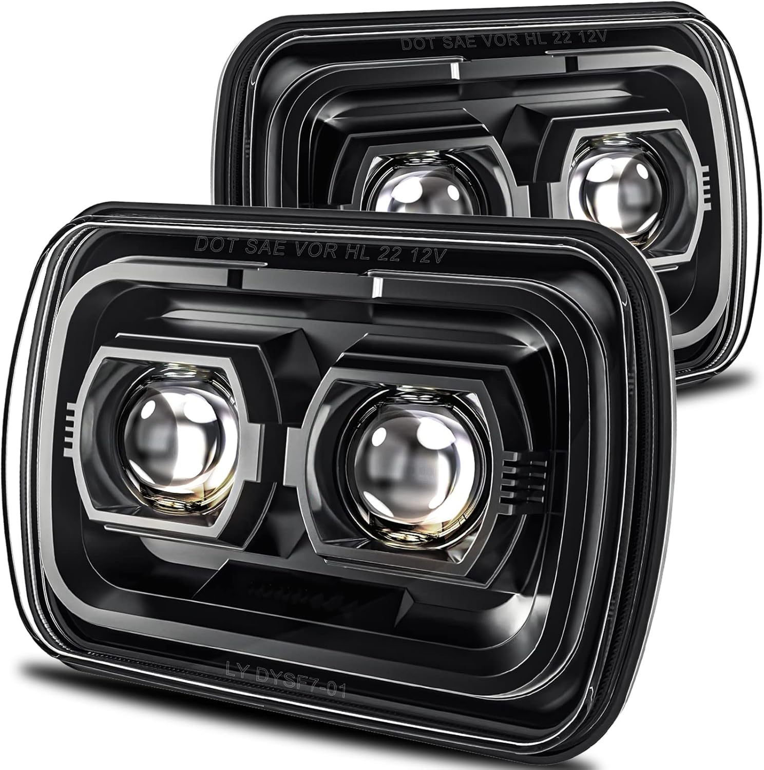 AUDEXEN 160W Stereoscopic Design 5X7 7X6 Inch Led Headlights Compatible with Jeep Wrangler XJ Cherokee YJ Trucks Replacement for H6054 H5054 H6054LL 69822 6052 6053 - DOT Approved Black,Ysfd2304 image number 2