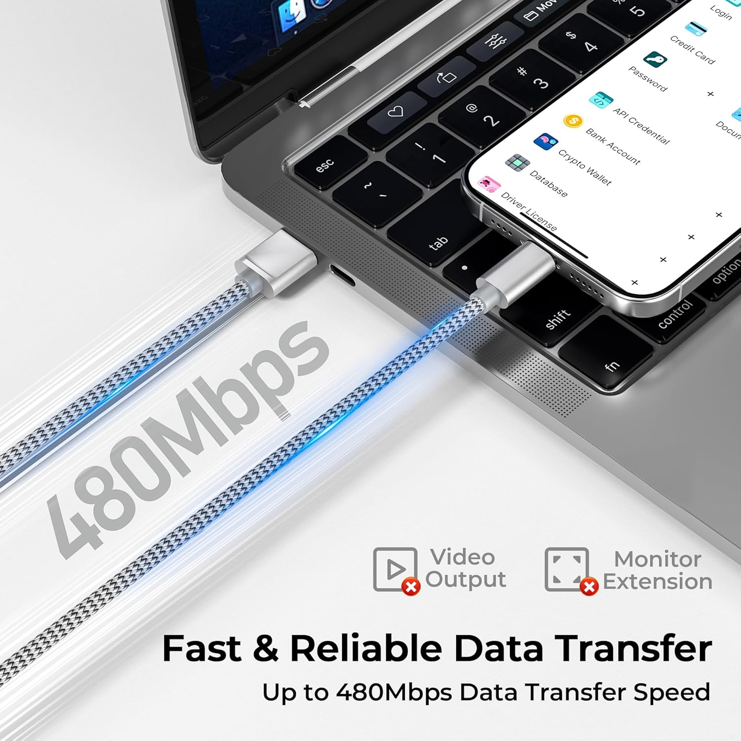 Basesailor for Iphone 16 15 Pro Max Charger Cable 2M/2Pack,Usb to USB C Cable,Type C Carplay Fast Charging Power Cord for Apple Ipad 10 10Th,Mini 6Th,7 7Th Generation,Samsung Galaxy S25 S24,Z Flip,17 image number 2