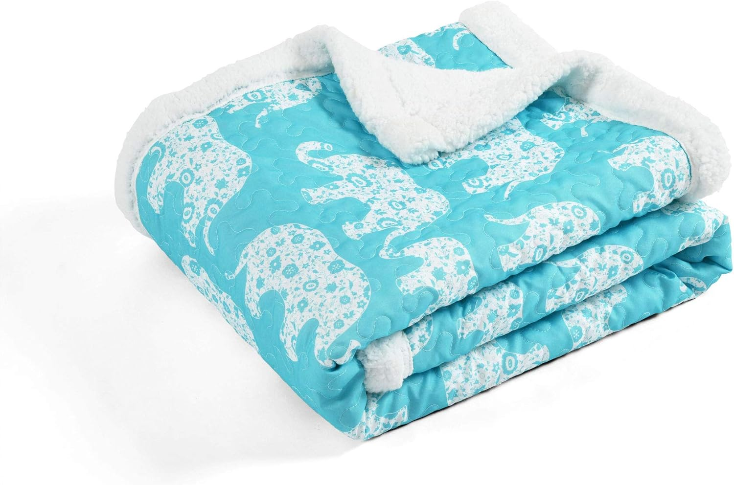 Lush Decor Elephant Parade Sherpa Throw, 60 X 50, Aqua image number 5