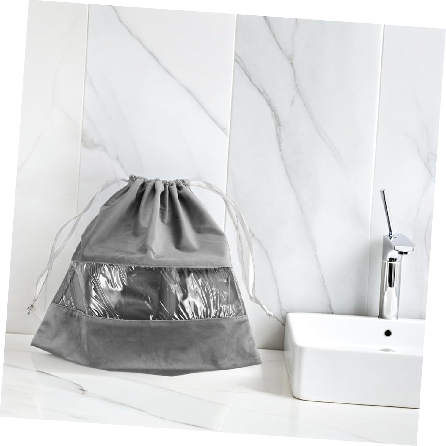 BAZEITFLOW Drawstring Dryer Bag Transparent Dust Pouch for Hair Dryers Curling Tools and Small Items Multi Functional Travel Organizer for Clothes and Handbags Portable Storage Dust image number 1