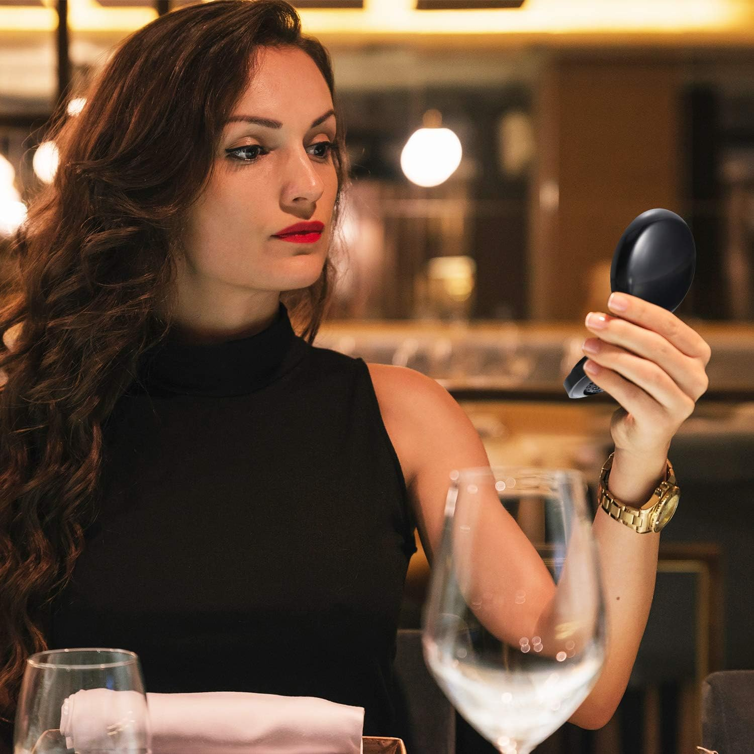 Boao 2 Pack Foldable Travel Mirror Hair Brushes round Portable Folding Pocket Hair Brush Mini Comb Compact Travel Size Massage Comb for Men Women(Black) image number 1