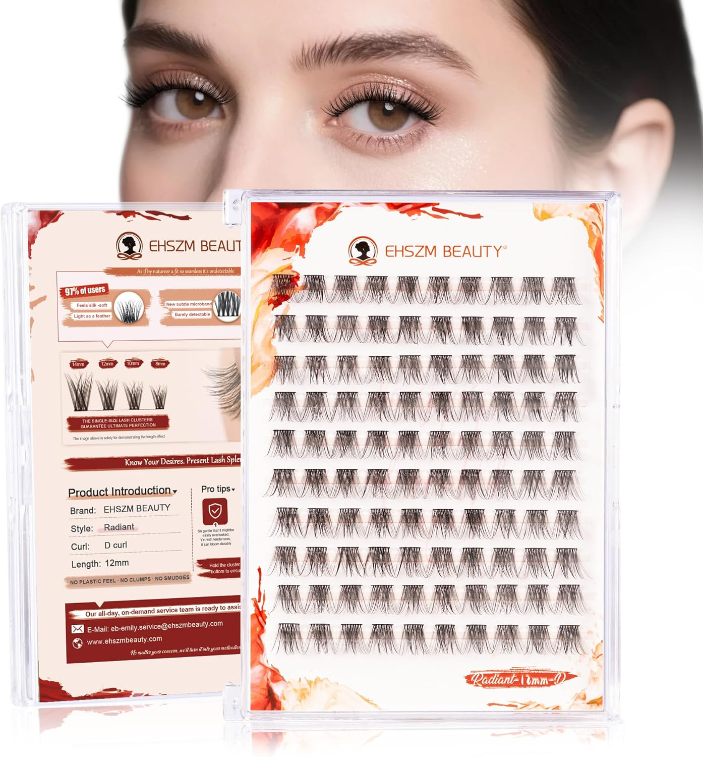 Upgraded,Cat Eye Lash Clusters 10-16Mm D Curl with No Plastic Feel,L Curl Lash Clusters,Ultra-Soft Individual Lashes with Thin Band/Long-Lasting and New Comfort, Mulan Style[Ehszm Beauty]