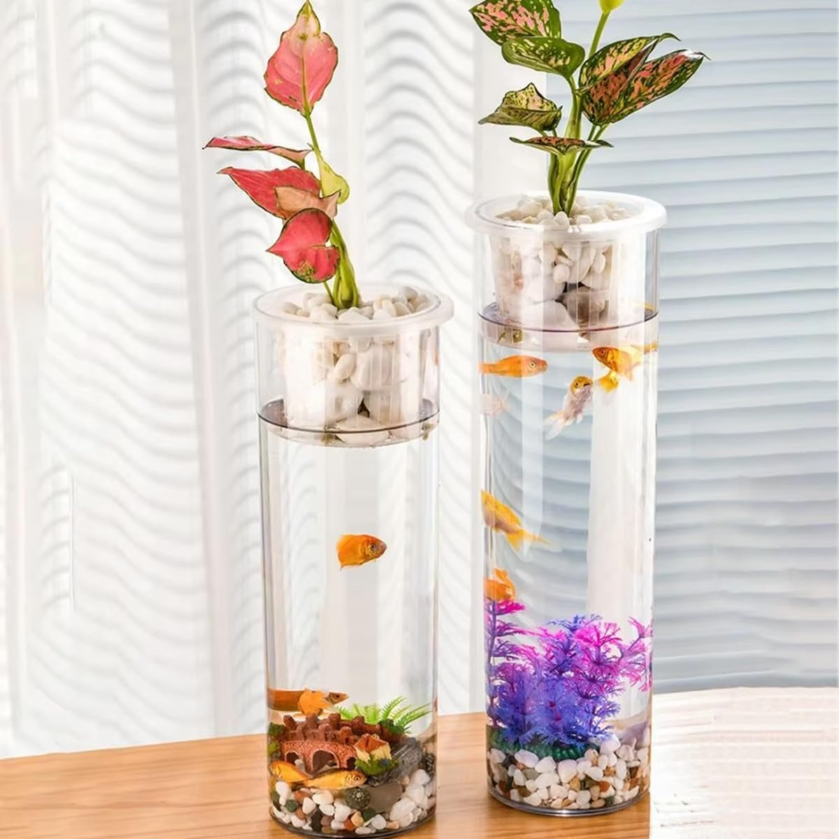 AIMALL 1-Pack High-Definition Hydroponic Vases for Aquatic Plants and Fish &ndash; Durable PET Transparent Cylindrical Containers, Includes Hydroponic Baskets, Multi-Sized Set (7.87In, 9.84In, 11.81In) image number 5