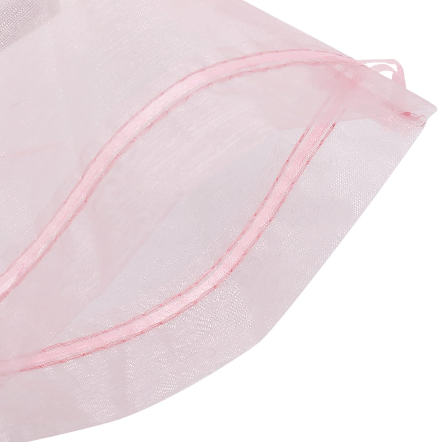 300Pcs Organza Bags Blush Pink, 17X23 Cm Mesh Bags Drawstring Jewelry Pouches for Christmas Wedding image number 5