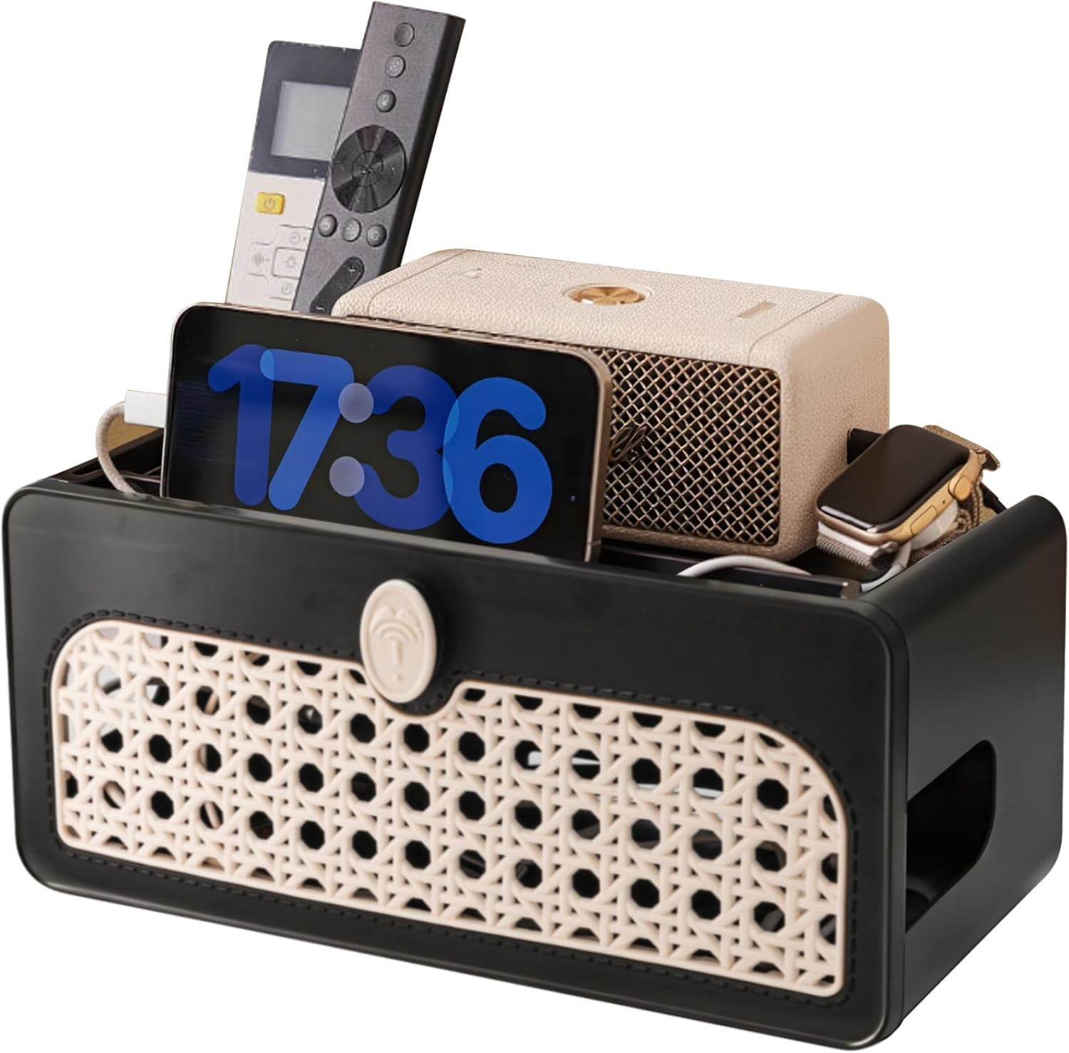 Cable Management Box, Cord Organiser for Desk, Cable Storage for TV Computer USB Hub to Hide and Management, Cord Accessories for Office, Home (Black) image number 6