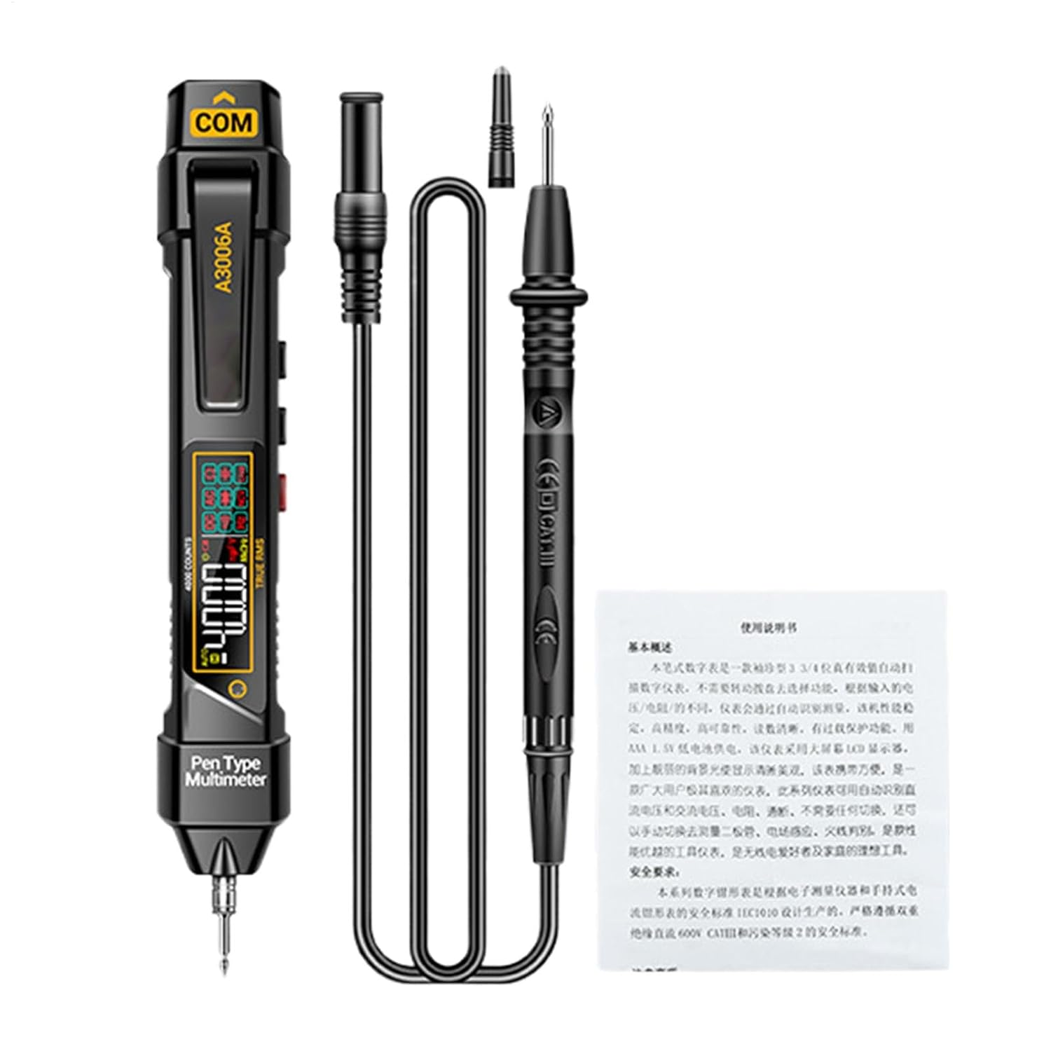 Voltage Tester Multimeter,Pen Type Intelligent Multimeter | 4000 Counts LCD Display Voltmeter Pen Test Multimeter Measure AC DC Voltage Resistance Diode for Electrician Tools image number 1