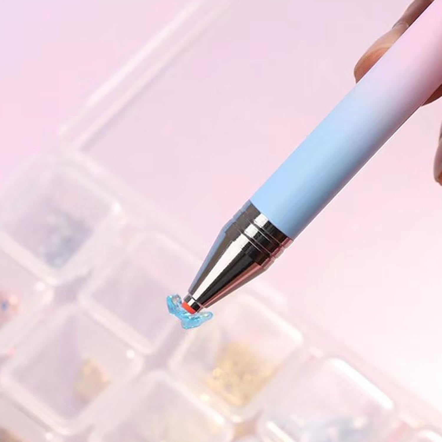 Refillable Wax Pen | Art Accessories | Rhinestone Pickup Tool Pen - for Painting Manicure Jewelry Fixing - White image number 3