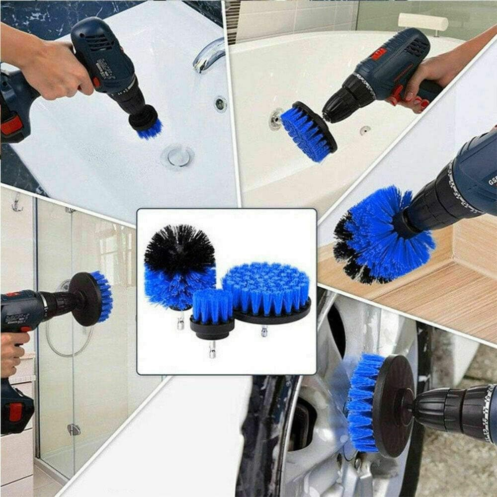 30PC Drill Brush Tub Clean Electric Grout Power Scrubber Cleaning Combo Tool (Blue) - Yellow image number 3