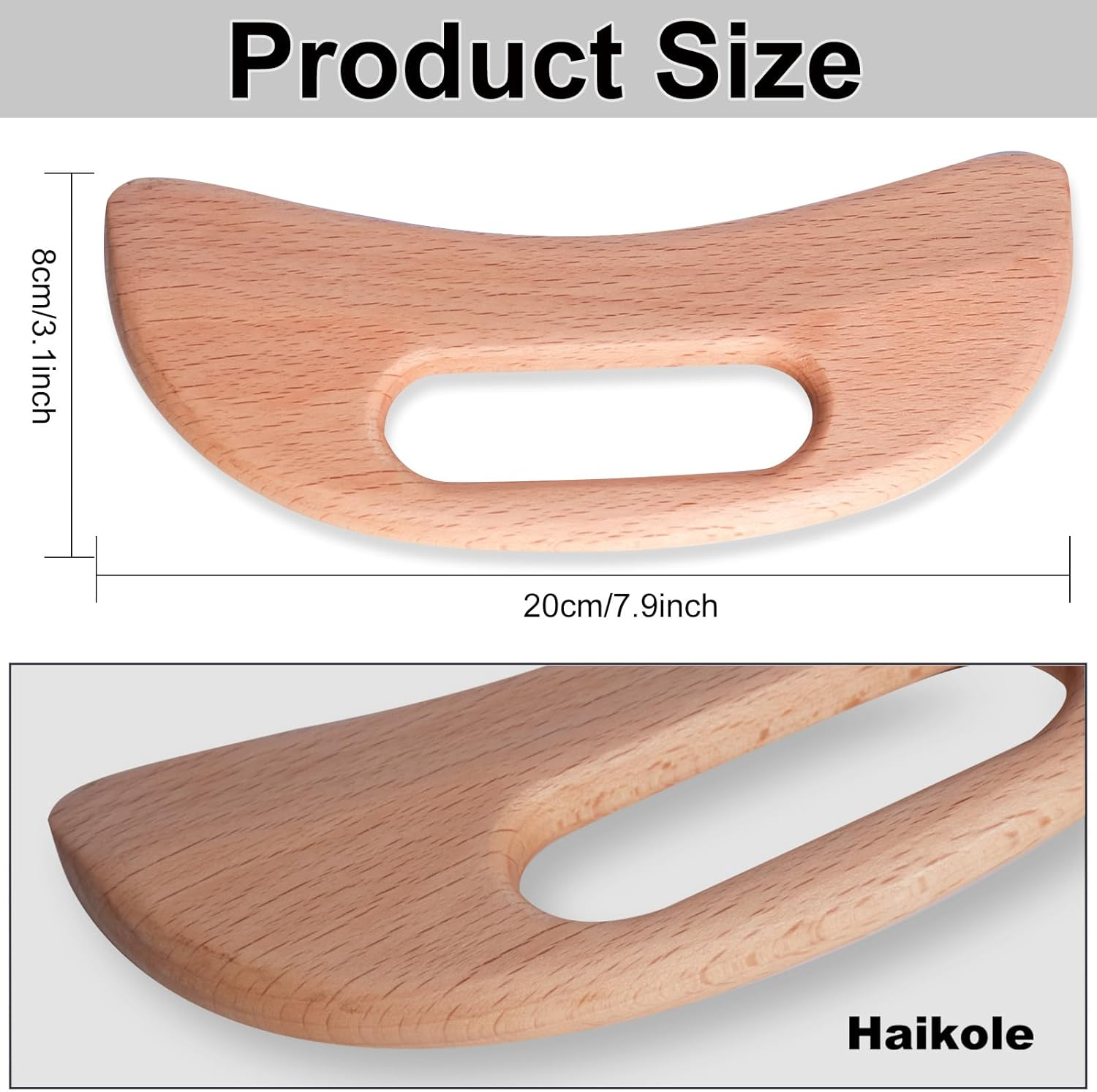 Enttgo Body Gua Sha Tool, Wooden Lymphatic Drainage Massage Tool for anti Cellulite and Muscle Fatigue Relief, Wood Therapy Massage Wand for Neck, Back, Face, Legs and Arms image number 4