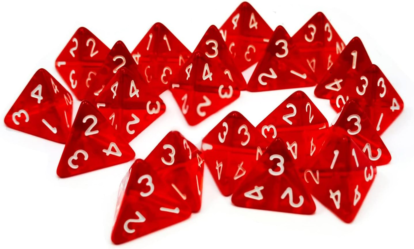 Bescon Standard Sized Transparent Red D4 Dice 20Pcs Healing Potion Bottle, 20Pcs D4 Health Potion Dungeons and Dragons Accessory image number 2