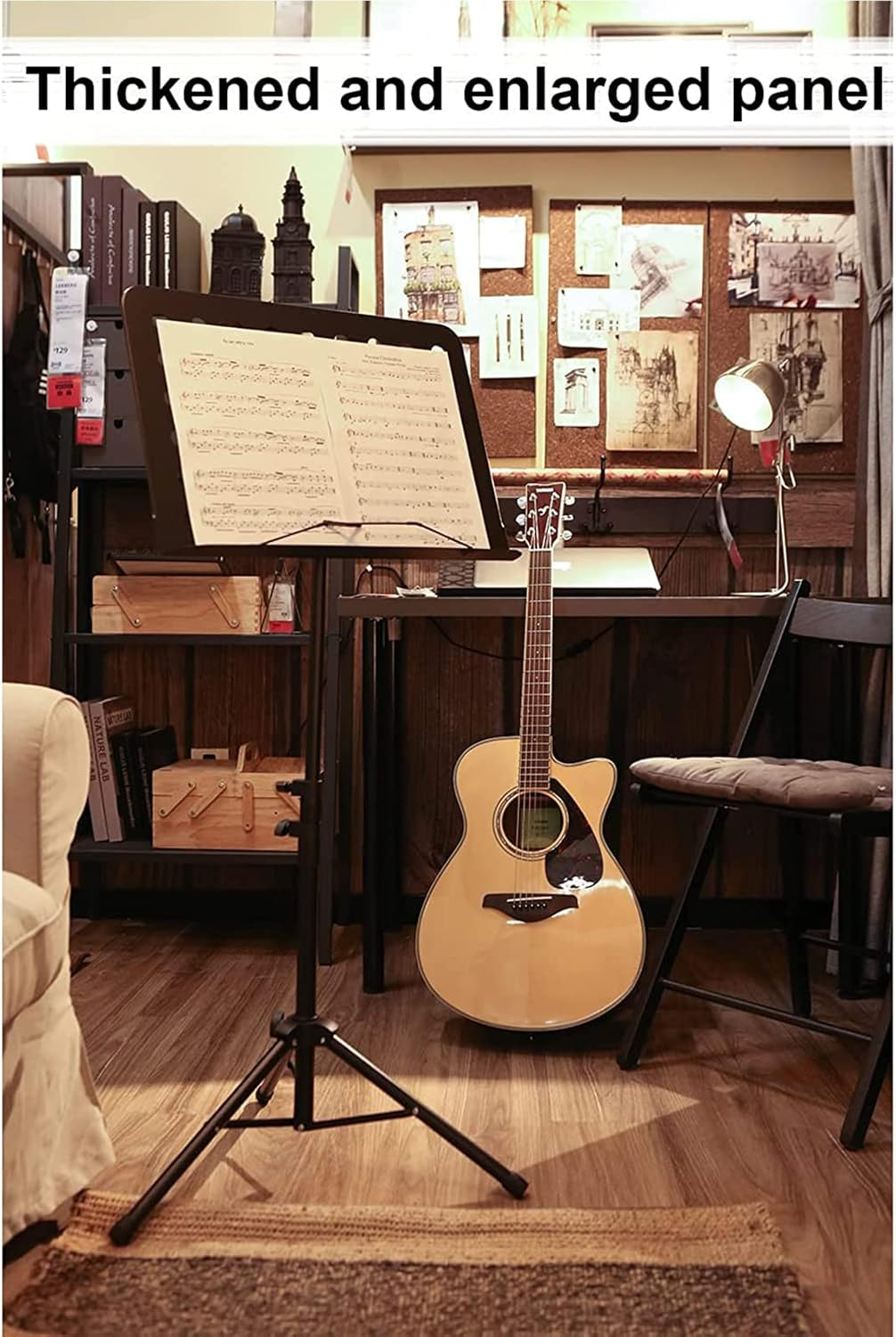 Adjustable Music Conductor Stand Folding Sheet Music Stand Lightweight Metal Music Holder Durable Tabletop for Guitar Pianomatte Black (Music Sheet Stand 1/Pack, Black) (Big) image number 5