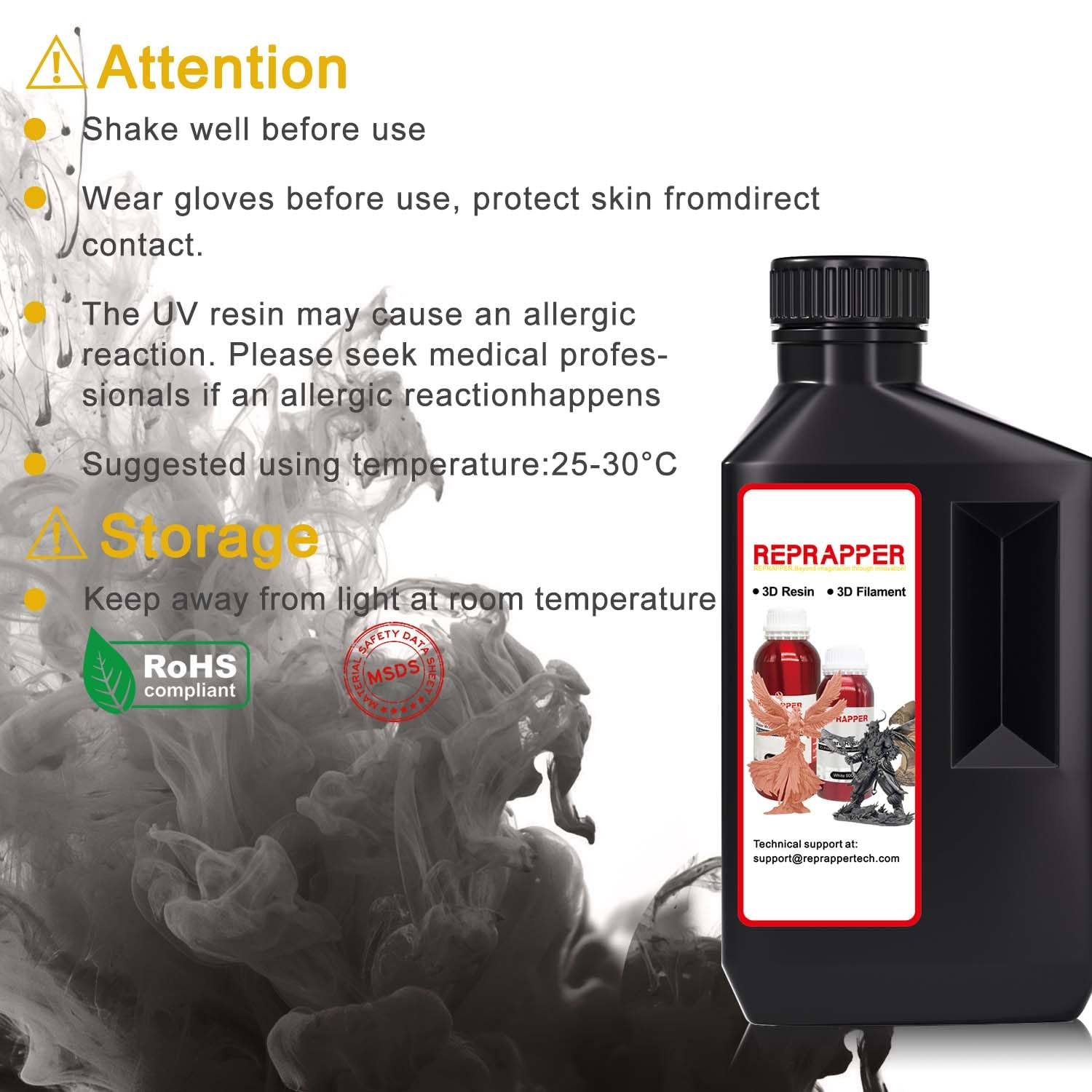 Reprapper Metalshift 3D Printer Resin 405Nm Fast Uv-Curing Standard Photopolymer Resin with Metallic Shine for LCD Printer, Argent Aura 1000G image number 4