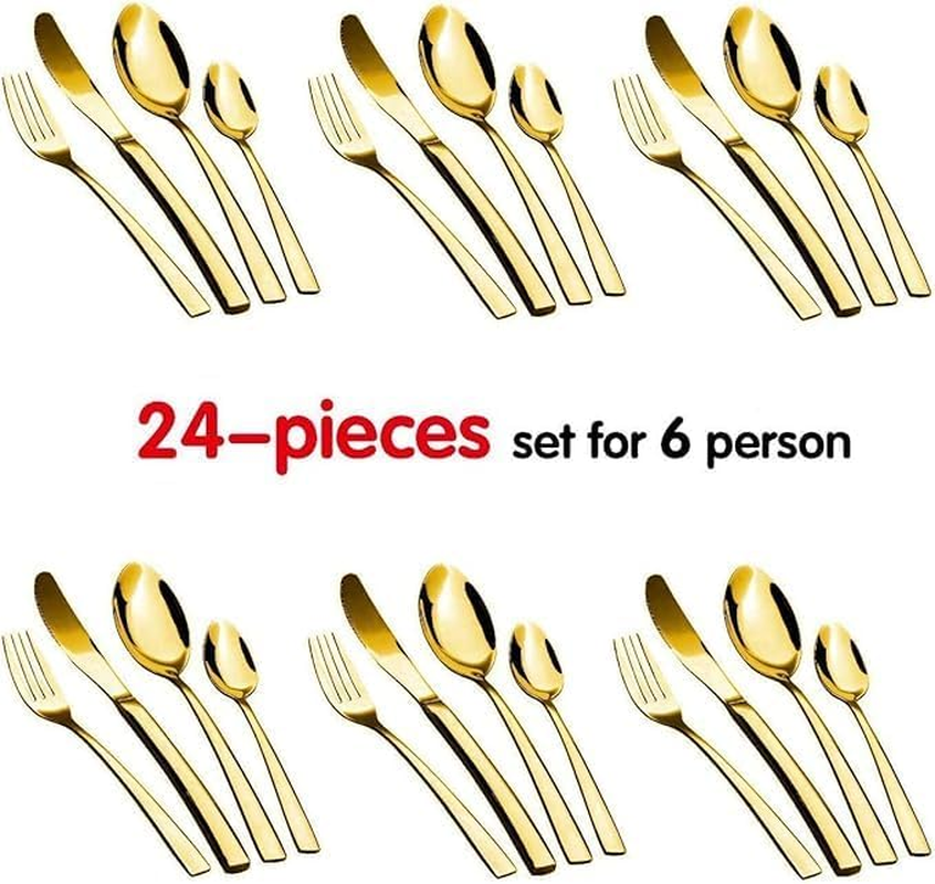 Bliss Gifts & Homewares Stainless Steel Cutlery Set & Wooden Box I Flatware Utensil Knife, Fork, Spoon with Storage Case I Food Safe, Non-Magnetic I for Wedding Party Dinner Table (Gold) image number 4