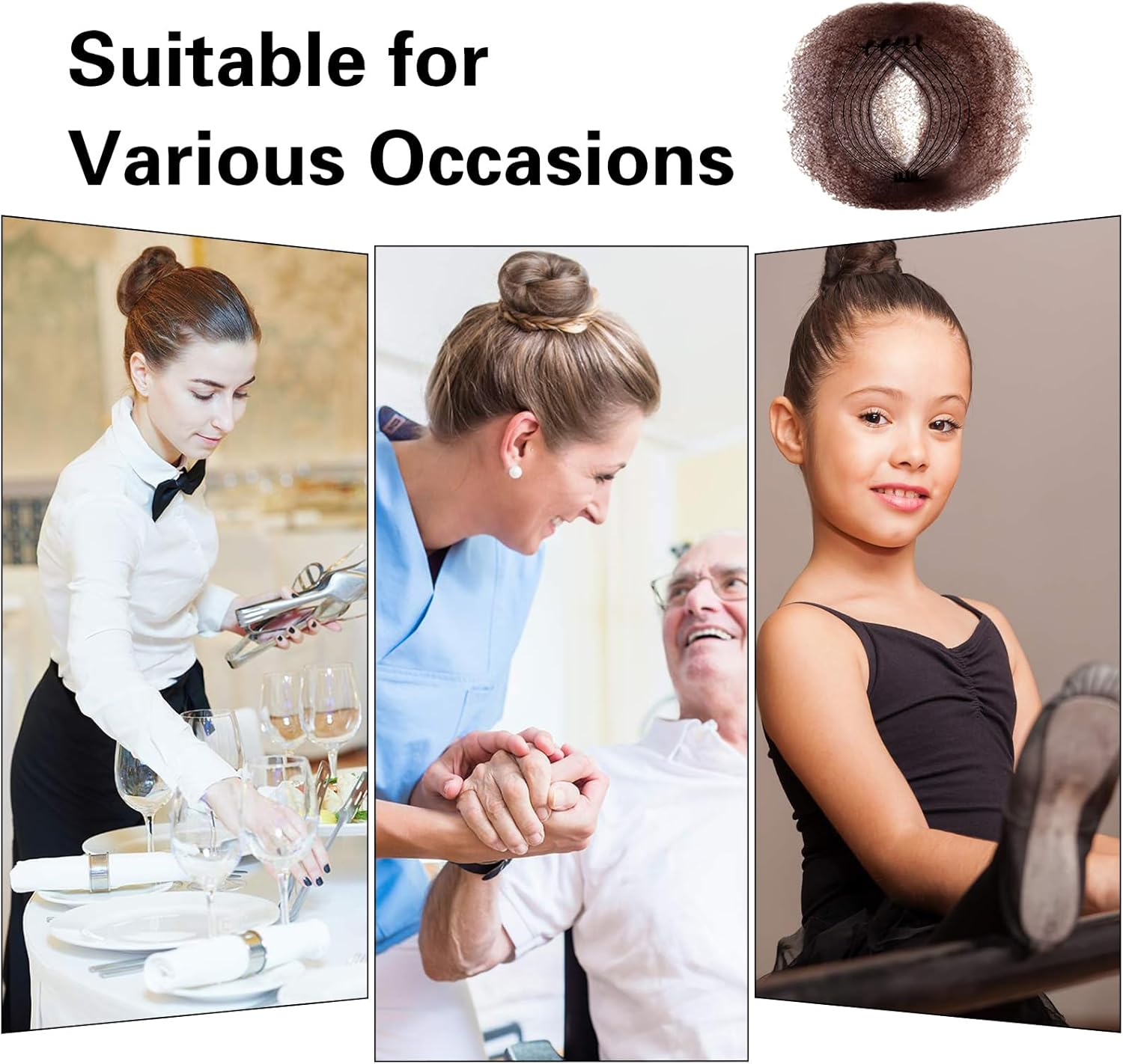 Flutesan 90 Pcs Ballet Bun Net and U Shaped Pins Set for Women Girls, Elastic Brown Net for Dancer Bun Making