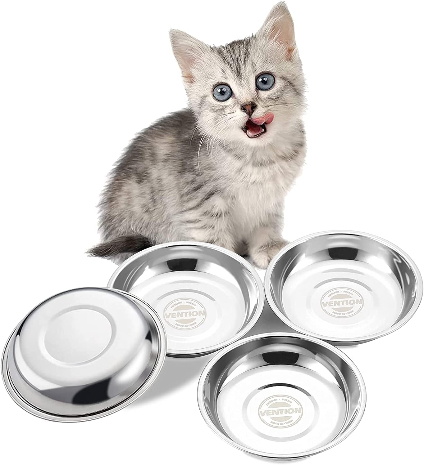 VENTION Stainless Steel Cat Bowl, Whisker Fatigue Cat Bowls, Shallow Cat Food Bowl, Metal Cat Food Bowls image number 1