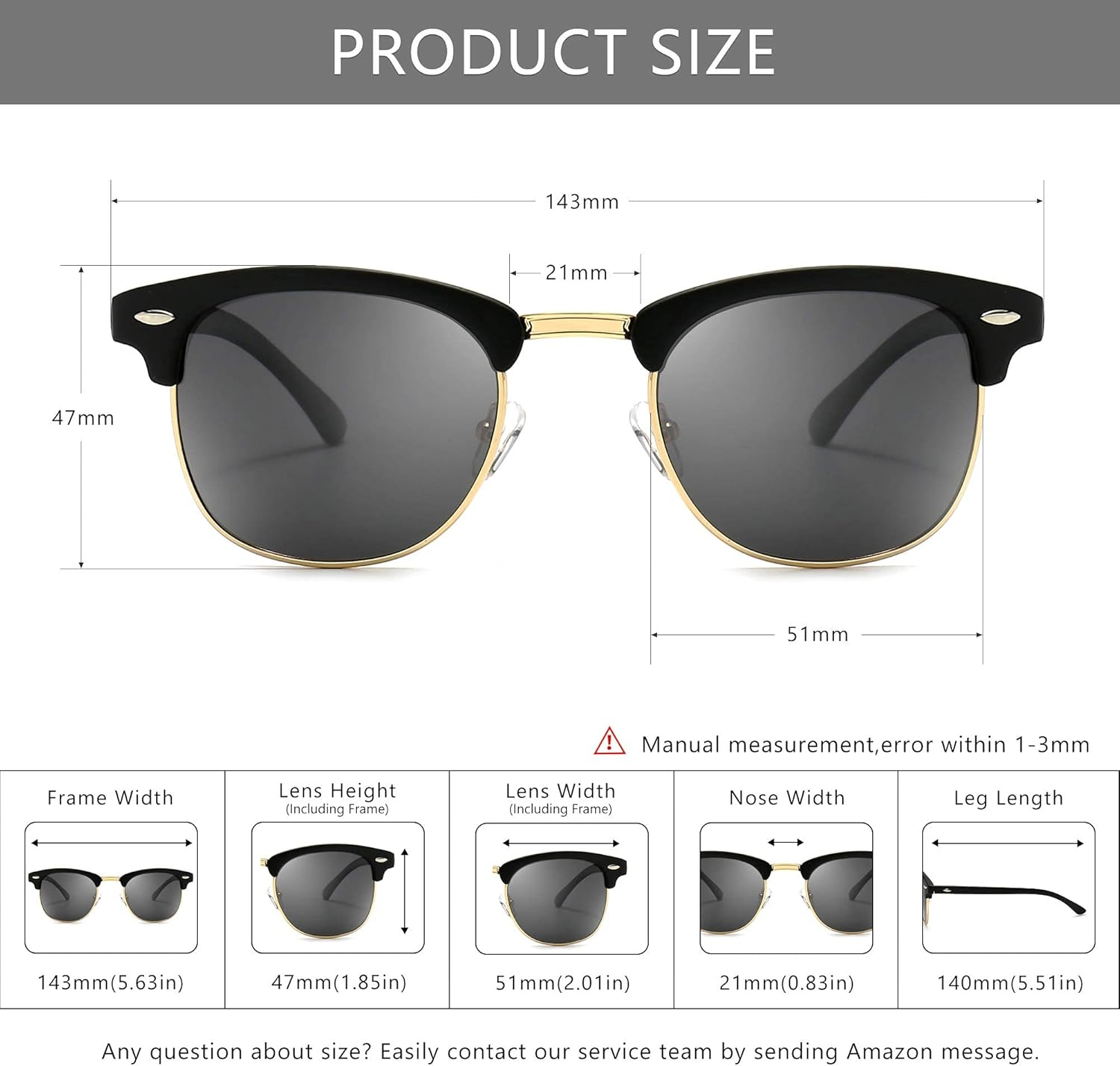 SUNGAIT 80S Sunglasses Retro Semi Rimless Clubmaster for Men Women