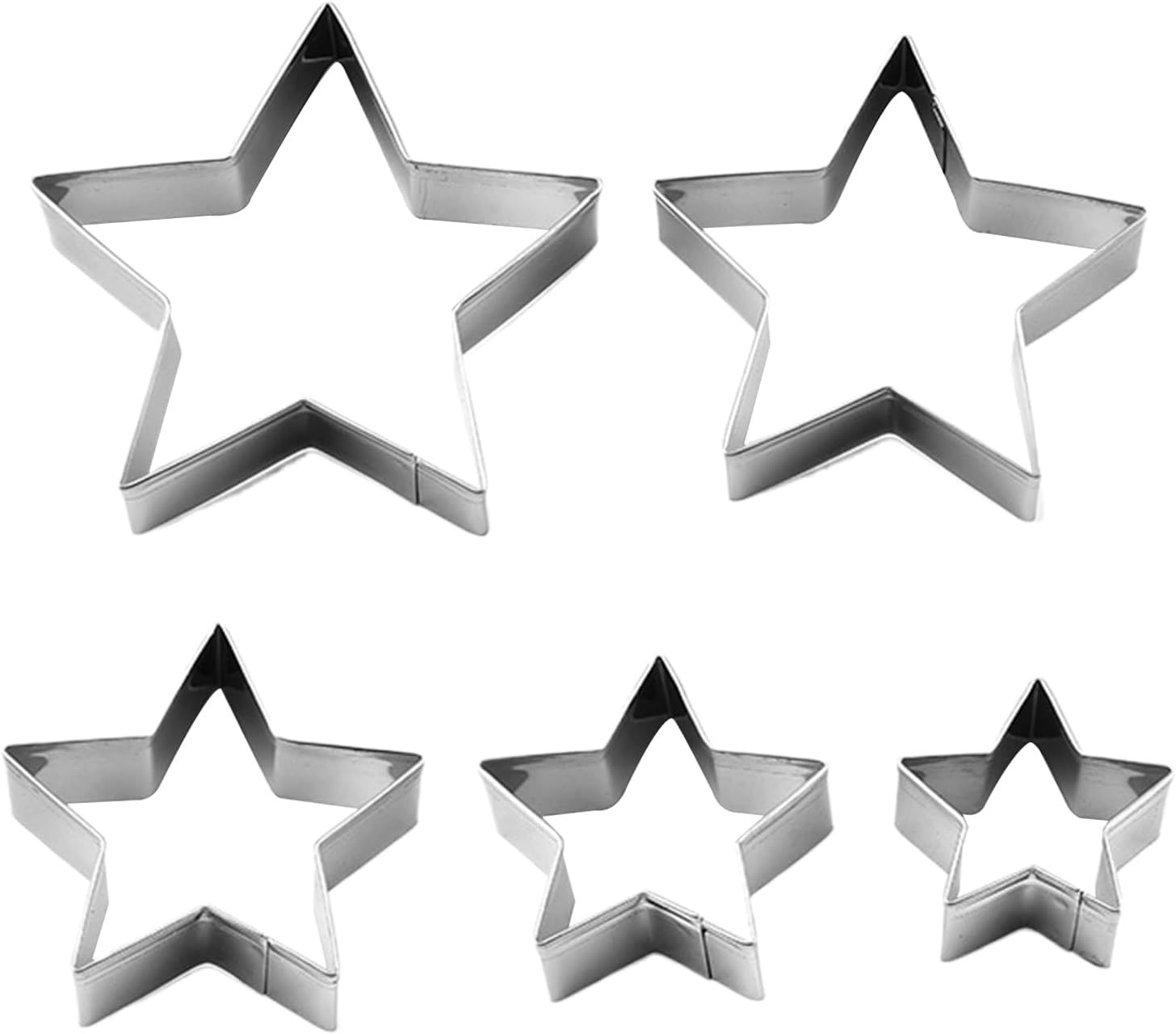 5PCS Star Cookie Cutter Set, Stainless Steel Star Shaped Molds, Five-Pointed Pastry Molds, Fondant Cake Cookie Cutter Set, Home Bakeware Tools for Holiday Party Decorations image number 1