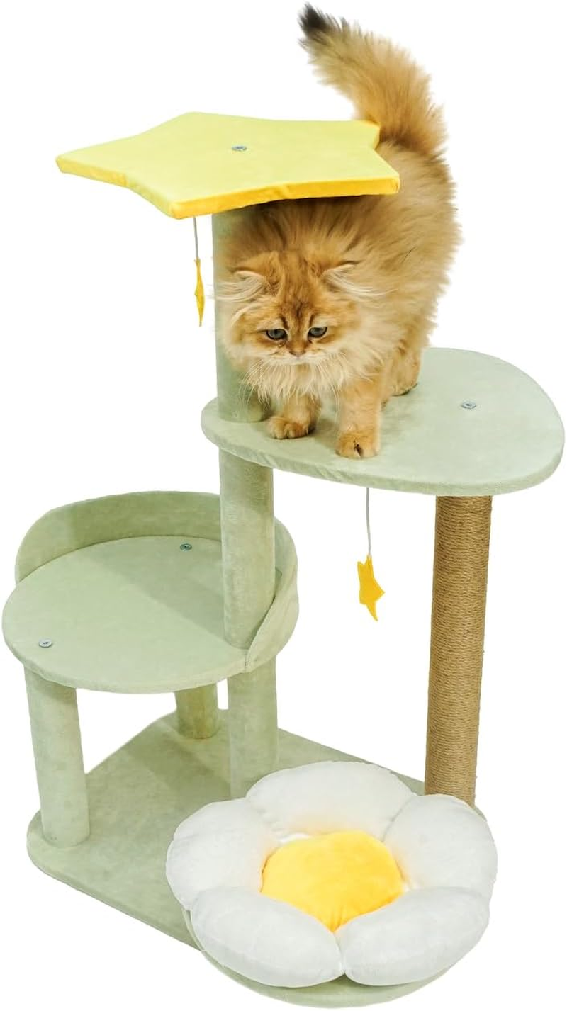 Stellar Play Multi-Level Cat Tree with Free Moon Pad - Soft Plush Finish, Scratching Post, Hanging Star Toys, and Cozy Nest - Eco-Friendly Tall Cat Tree for Play, Scratch, and Rest image number 5