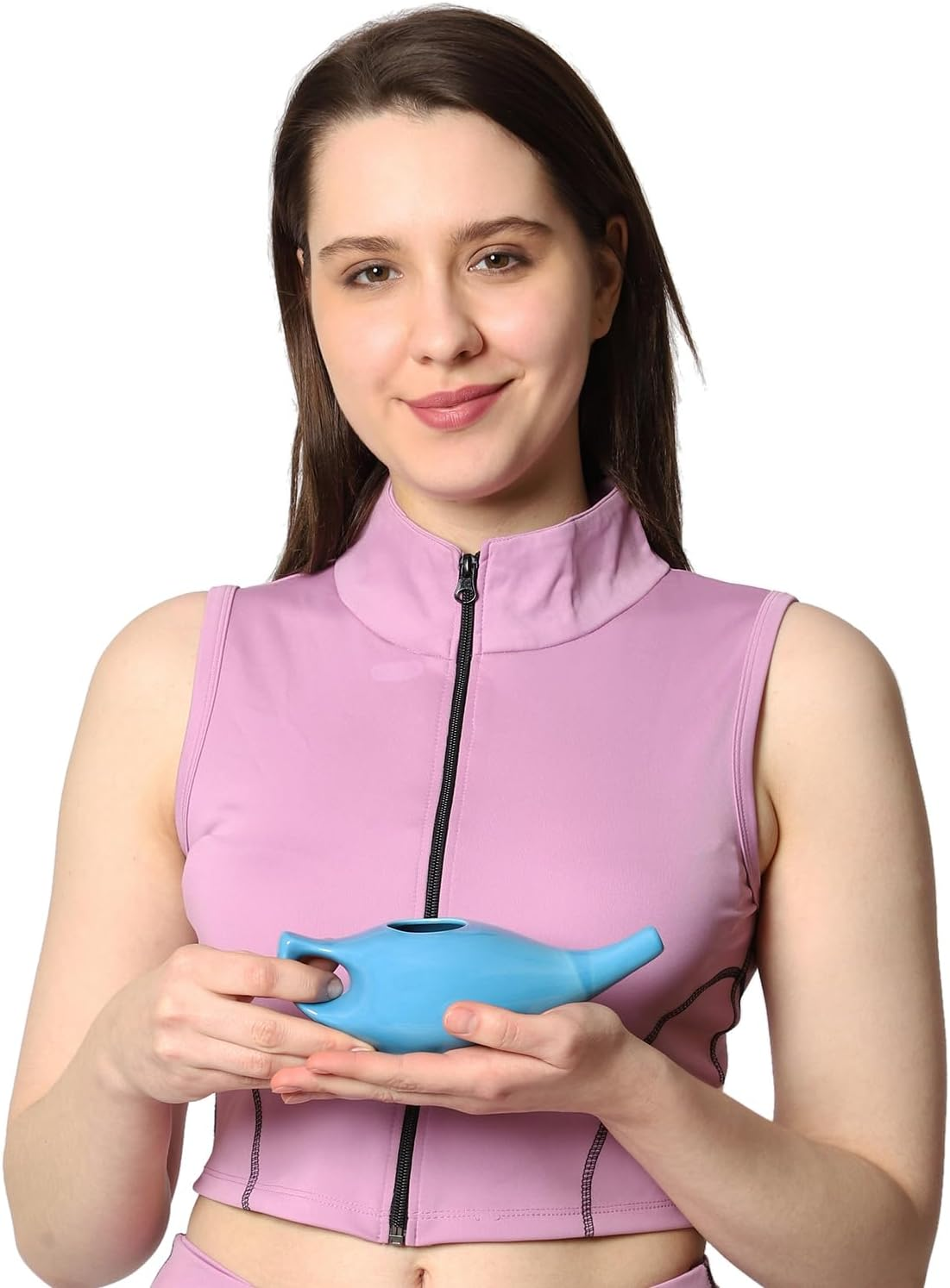 Healthgoodsau - Porcelain Ceramic Neti Pot for Nasal Cleansing - Blue image number 1